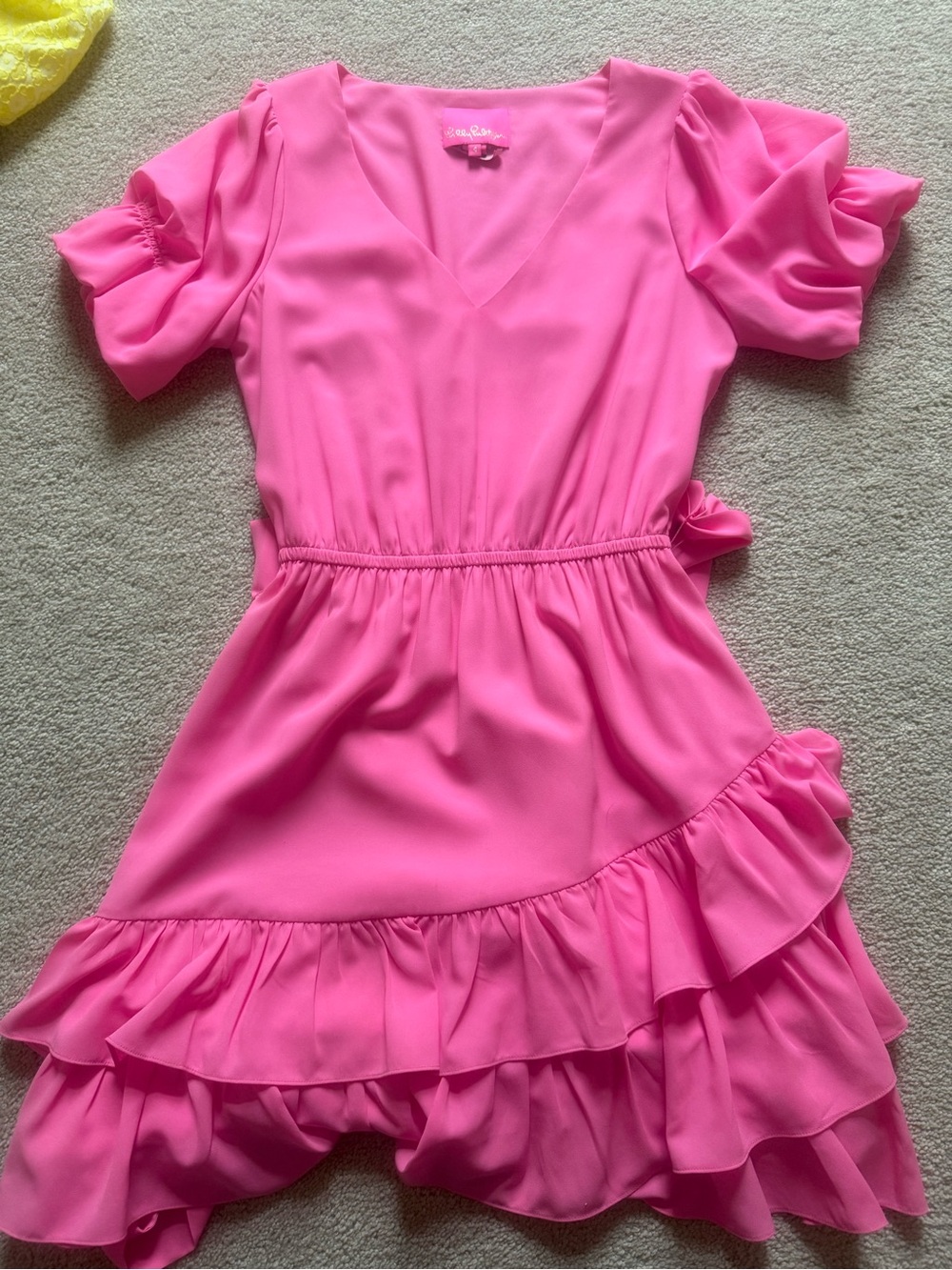 Lilly Pulitzer Hot Pink Ruffle Wrap-Style Dress